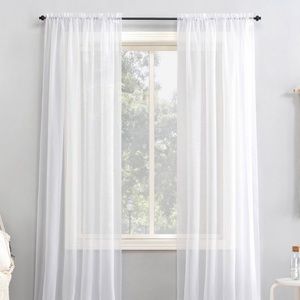 SET OF 2 WHITE SHEER CURTAINS. 58.5”w x 63”l
